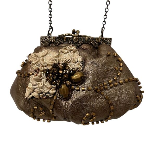 Mary Frances Satin Evening Bag Sequin Embellishment - Picture 1 of 11